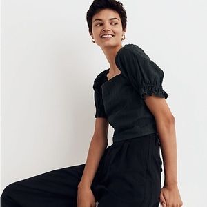 Hopewell Puff-Sleeve Crop Top in Stripe